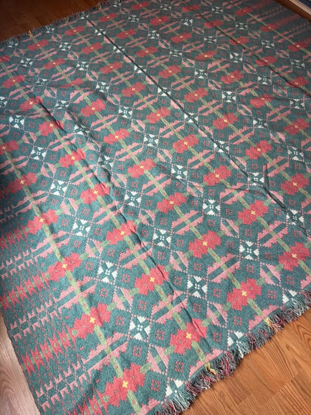 Brynkir 100% Wool Welsh Collectors Vintage Tapestry Coverlet Blanket 242 x 231cm